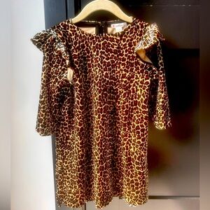 Leopard Crewcuts velvet girls dress (size 4)
